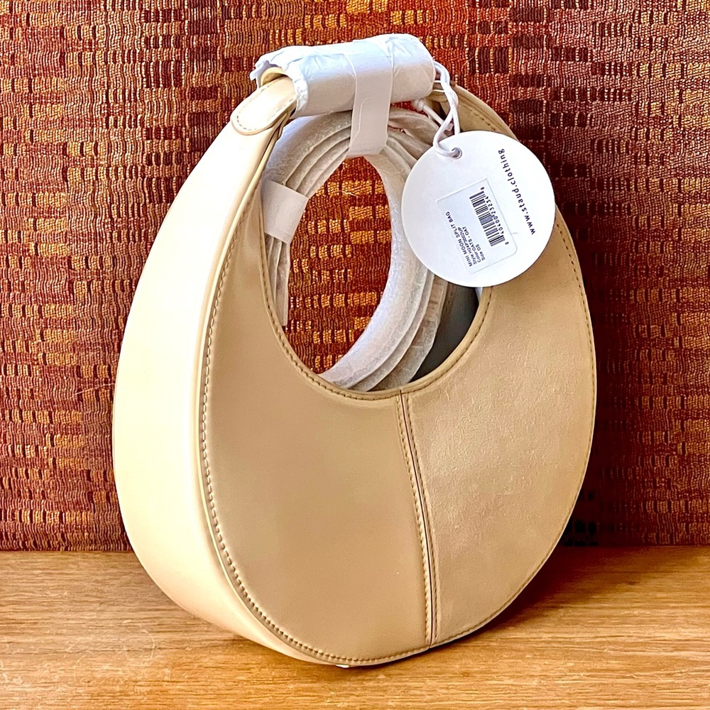 🌺🎉HP🎉🌺 NWT Staud Mini Moon Split Bag Oat - Picture 8 of 16